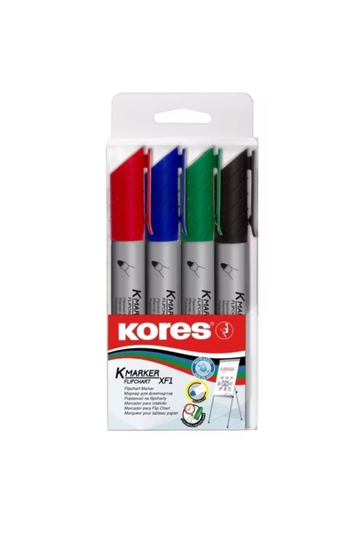 kores Marker pentru flipchart, set de 4, 3mm