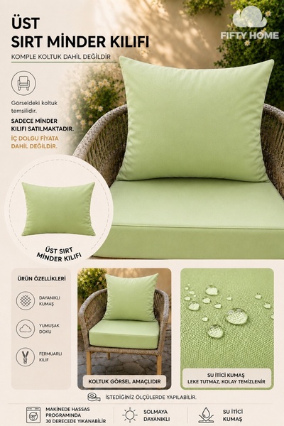 Fifty Home 1 Piece Garden Balcony Rattan Sofa Top Back Cushion Cover – Water ...