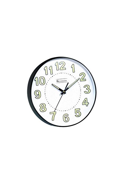 goldmann Round wall clock, Black, 30cm, Phosphorescent,