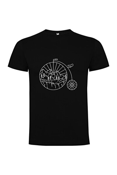 iLovePrints Monochrome Bike Illustration Tshirt
