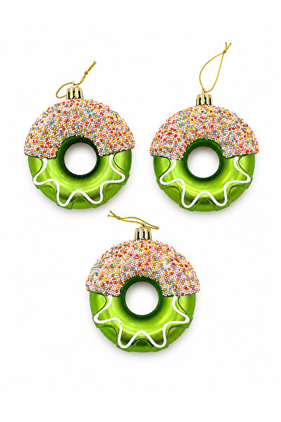 PARTİPORT Christmas Donut Ornament Set of 3 Christmas Pine Tree Ornament Deco...