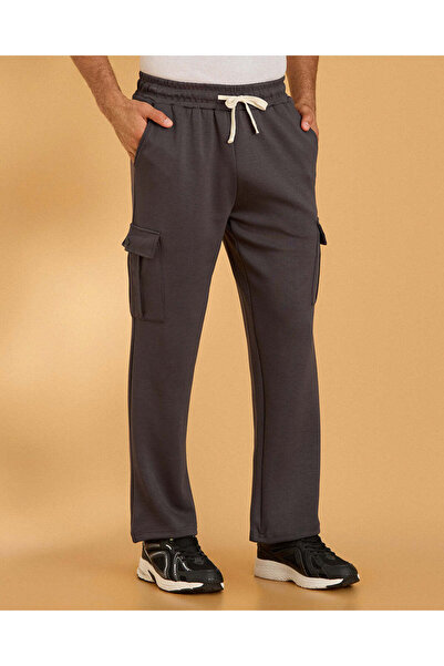 REDTAG Men Charcoal Cargo Track Pants