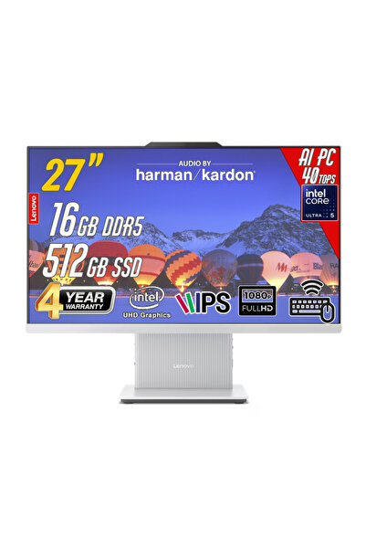 LENOVO IdeaCentre 27ILL11 Intel Core U5-226V 16GB 512GB 27 FHD FreeDos Beyaz ...