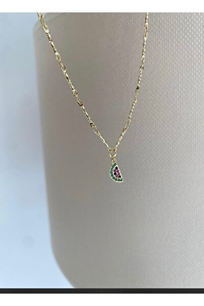 Bade Jewelry Fd Gold Pendant Necklace with Watermelon Detail, Anti-Tarnish St...