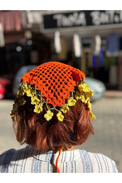 El Yapımı Çiçek Detaylı Bandana