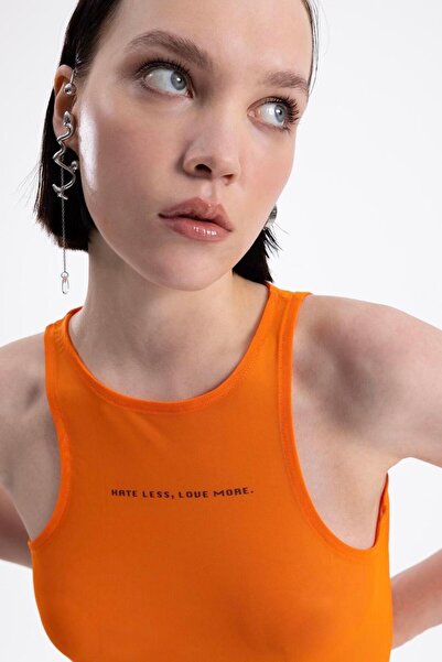 BSL Halter Yaka Baskılı Tül Body