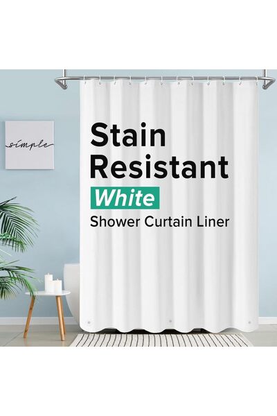 Choice4 180*180cm White Waterproof Shower Curtain Liner with Magnets & Metal ...