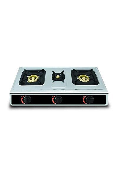 Tradeo 3 Burner LPG Gas Stove with Manual Ignition, Stainless Steel Body for ...