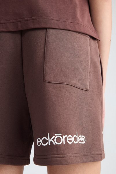 ecko unltd. Ecko Red Sadie Loose Fit Double Pocket Printed 3 Cotton Women's Brown Shorts