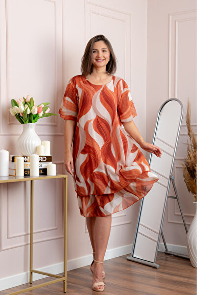 OEM Rochie dama Frances caramiziu cu imprimeu abstract
