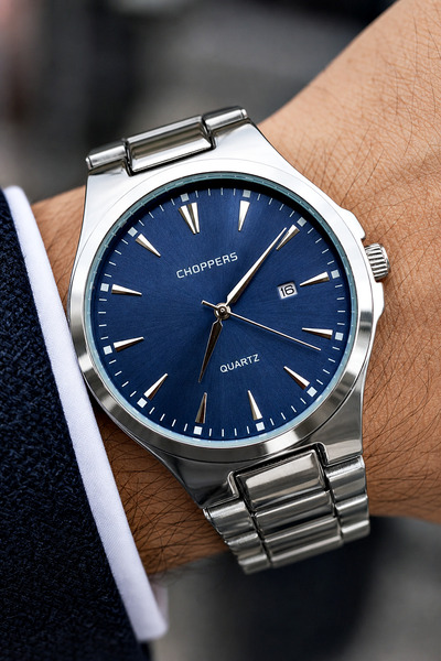 Weluxa Men's Wristwatch Silver Color Luxury Design Steel Band Calendar Gift B...