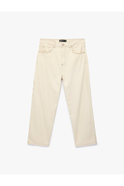 Koton Oversize Cotton Pocket Detailed Loose Barrel Fit Jean Trousers