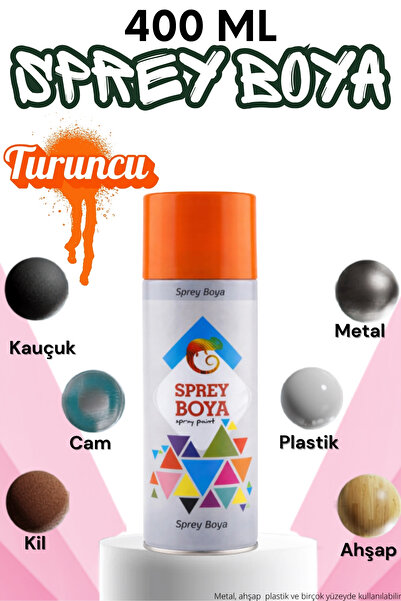KAYRA LEATHER CRAFT 400 ml Sprey Boya Turuncu Metal Ahşap Beton Duvar Yüzeyle...