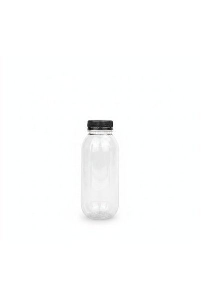 sunpack Clear Plastic Juice Bottles with Black Lid 330ml – Pack of 12