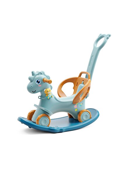 Nichiduta Balansoar 3 in 1 cu maner parental Unicorn Blue