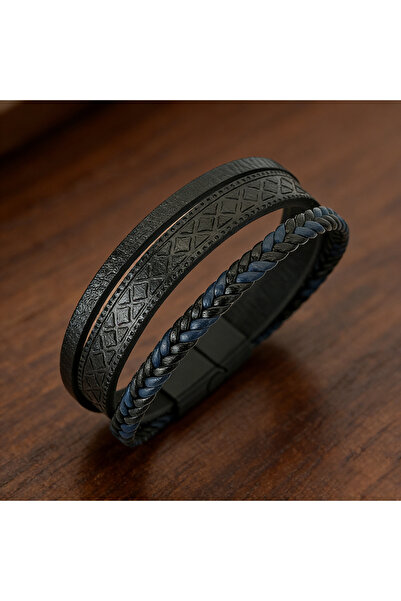 Choice1 Black Fashion Grade A Leather Men Bracelet Magnetic Clasp 2 Colors Ha...