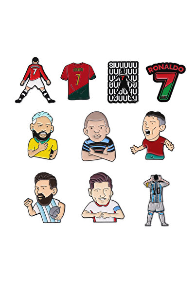 Choice15 دبوس مينا مطلي بتصميم لاعبي كرة القدم المشهورين CR7 وMESSI 10 L - مج...