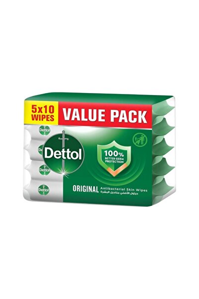 Dettol ديتول مناديل مبللة أصلية 10 مناديل × 5 عبوات