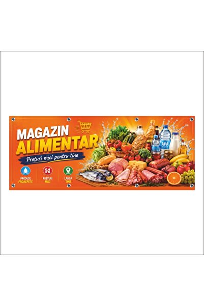 media Banner MEDIA, "Magazin alimentar" model6, 250 x 100 cm, de exterior