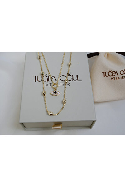 ATELİER TUĞBA Kol417 Multilayered Necklace with Evil Eye Figure