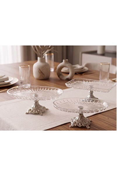 ASSA BAZAAR 3-Piece Glass Presentation and Serving Tray Set with Gold Frame D...