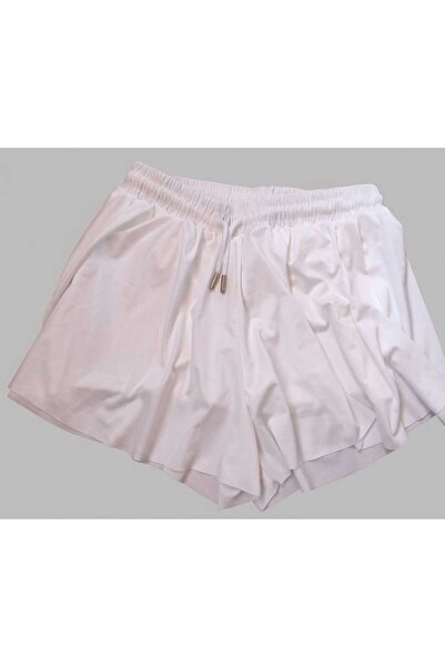 EDVESS Pantaloni scurți sport albi, cu croială lejeră, cu două straturi