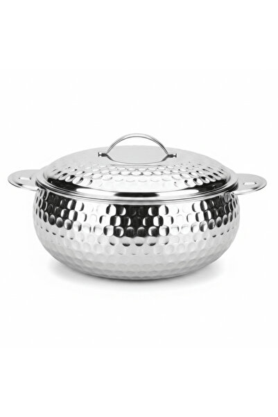 PRADEEP Shahla Silver Stainless Steel Hotpot | Hammered Diamond-Texture Insul...