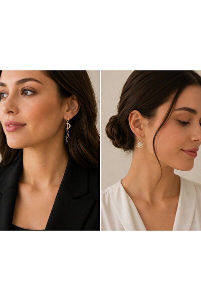 Miore takı Asymmetrical Stone Women's Earrings with Planet and Moon Figures