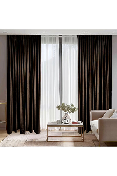 ArasyaHome Draperie de Catifea Semi-Opaca 70% Maro