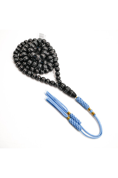 Generic Tabrizi Date Pit Rosary 99 Beads 6mm Black Polka Dot Prayer Beads 29g...