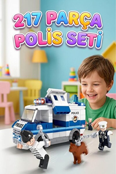 Tıfıl Toys 217 Parça Polis Arabası 3 Mini Figürlü Eğitici ve Öğretici Oyuncak...