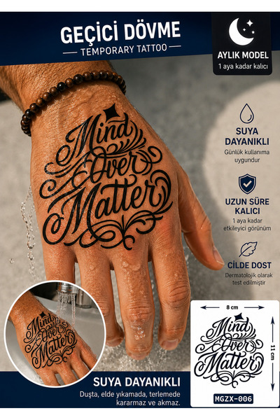medink tattoo 1 Ay Kalıcı 24 Saat Sonra Kararan El üstü Yazılı model geçici d...