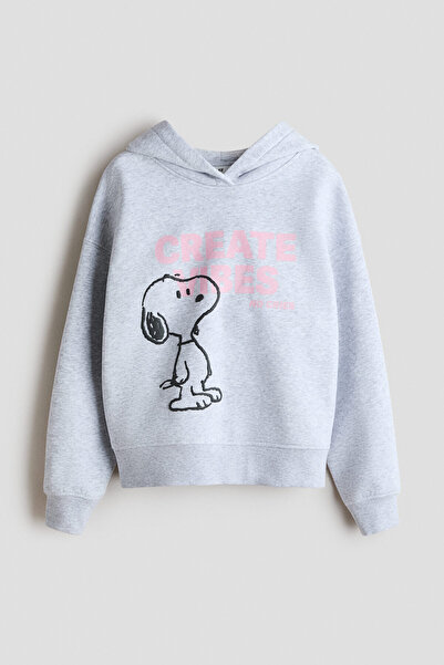H&M Kapüşonlu ve Baskılı Oversize Üst