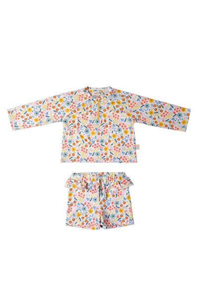 UV Korumalı Kız Bebek Mayo Takımı Uzun Kollu Alt Üst Set - Pretty Floral