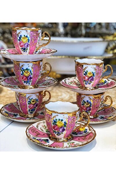 BY.RAYKA PORSELEN El Dekor Amara Mira Porcelain El Boyama 6-Piece Cup Set