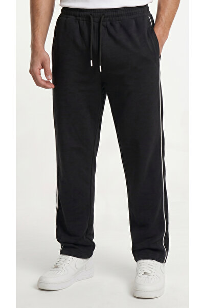 STRAVON 2-Strand Ribbed Baggy Sweatpants – Elastic Waist, Back Pockets, Wide ...