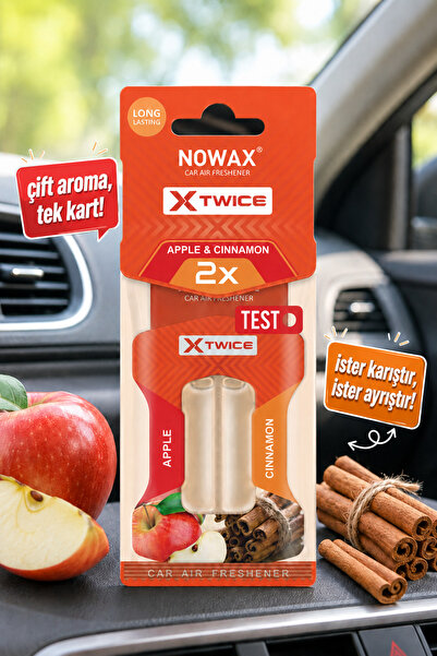 nowax X-Twice Elma & Tarçın Çift Aromalı Oto Kokusu | Çift Likitli Araba Koku...