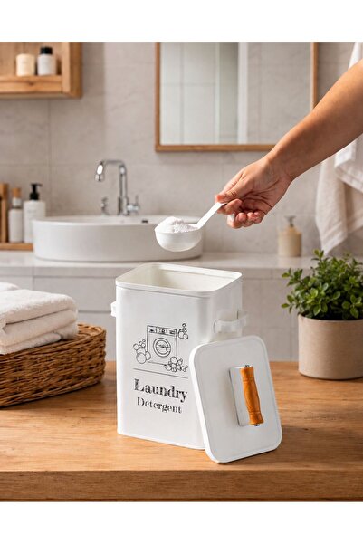 Minya Home Marta Wooden Lid Detergent Storage Container with Scale Large Dete...