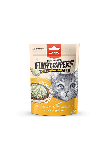 Wanpy Dondurularak Kurutulmuş Fluffy Toppers – Tavuk & Kedi Otu - 30g