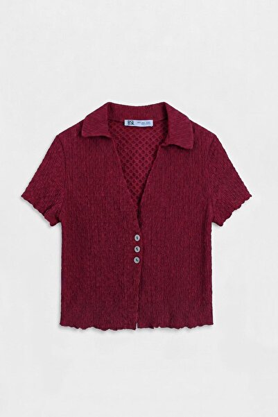 BSL Polo Yakalı Dokulu Bluz
