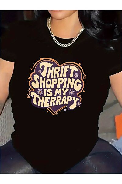 17TAKI cotton Short Sleeve T-Shirt with Thrift Shopping Is My Relax Design Ho...