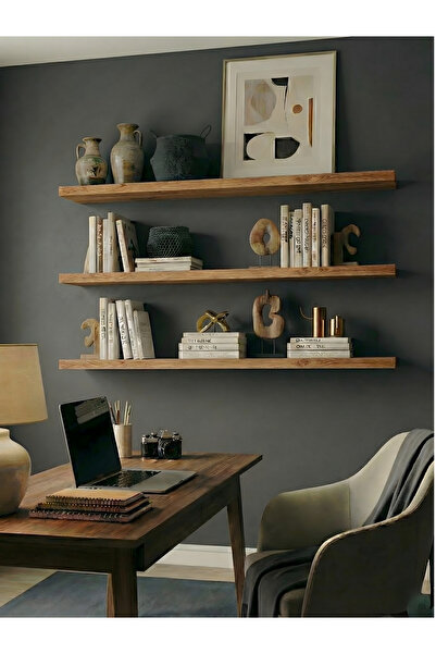 Empressco Premium MDF Ürün Gizli Montajlı Uçan Raf 100x15 - 3 Adet Kitaplık M...
