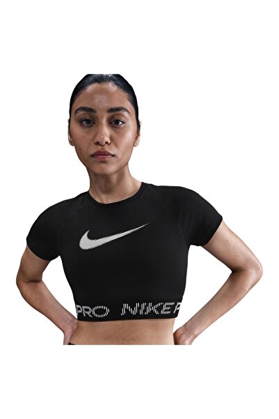 Nike Tricou de damă Dri-FIT, top scurt cu imprimeu, L