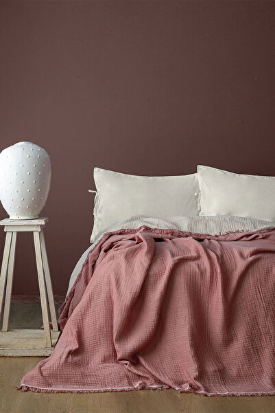 İssimo Home Lotus Salmon Müslin Tek Kişilik Yatak Örtüsü (170*250 cm)