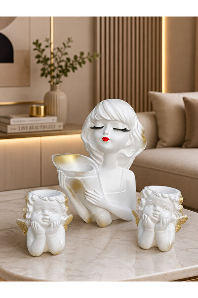 NO BRAND Set 3 Vaze Decorative – INNA și 2 Îngerași