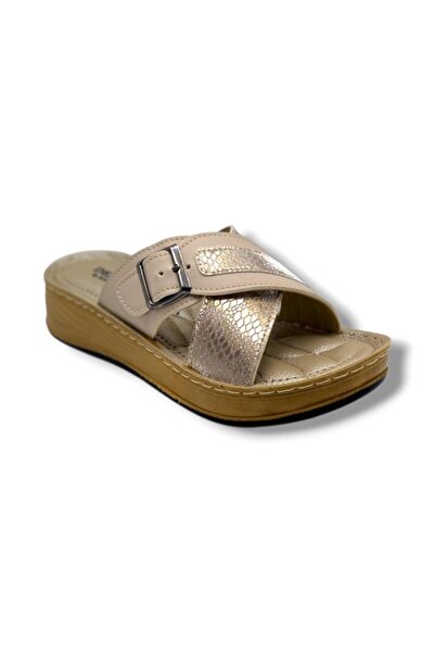 Cakgo Daye Demet 245-26 Glittery Filled Sole Anatomical Women's Slippers