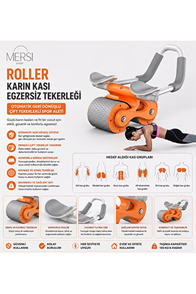 Mersi SHOP Roller Karın Kası Egzersiz Tekerleği | Otomatik Geri Dönüşlü Çift ...