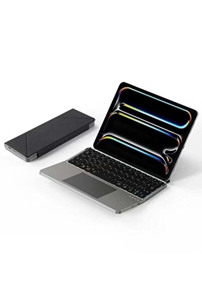 BlueFire Grey, 2-in-1 Foldable Bluetooth Keyboard - Touchpad and Magnetic Sta...