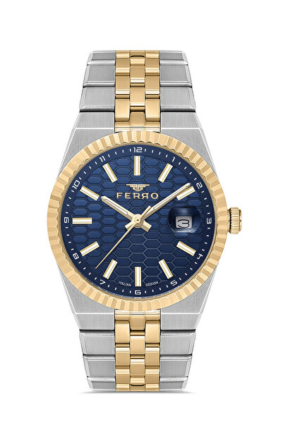 FERRO Yellow and Silver Steel Cord Men's Wristwatch Fm40177A-D3 Functions Act...