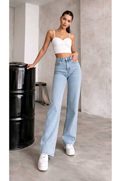 Lighter Jeans Pantaloni de damă din lycra cu talie înaltă, Ice Snow, cu picio...